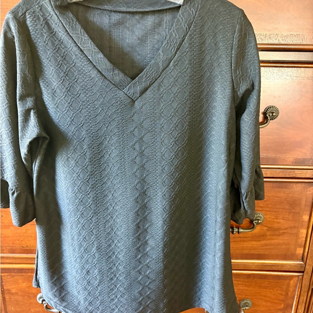 Black V-Neck Women's Top